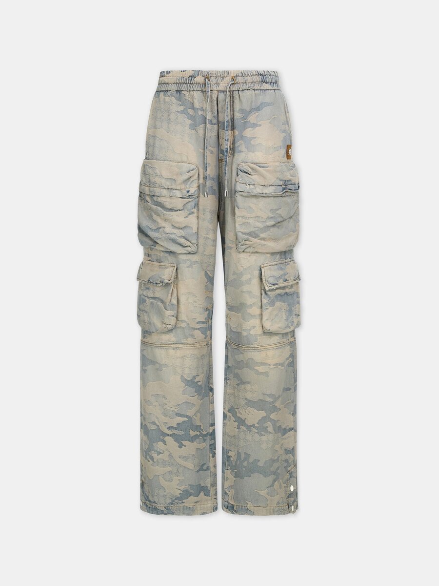 CAMO JACQUARD BAGGY CARGO JEAN