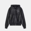 LEATHER OVERSIZED ZIP HOODIE