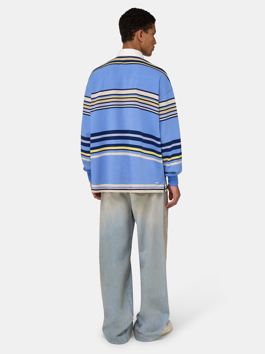STRIPED OVERSIZED LONG SLEEVE POLO