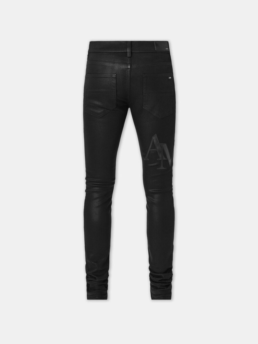 WAXED STAGGERED LOGO SKINNY JEAN
