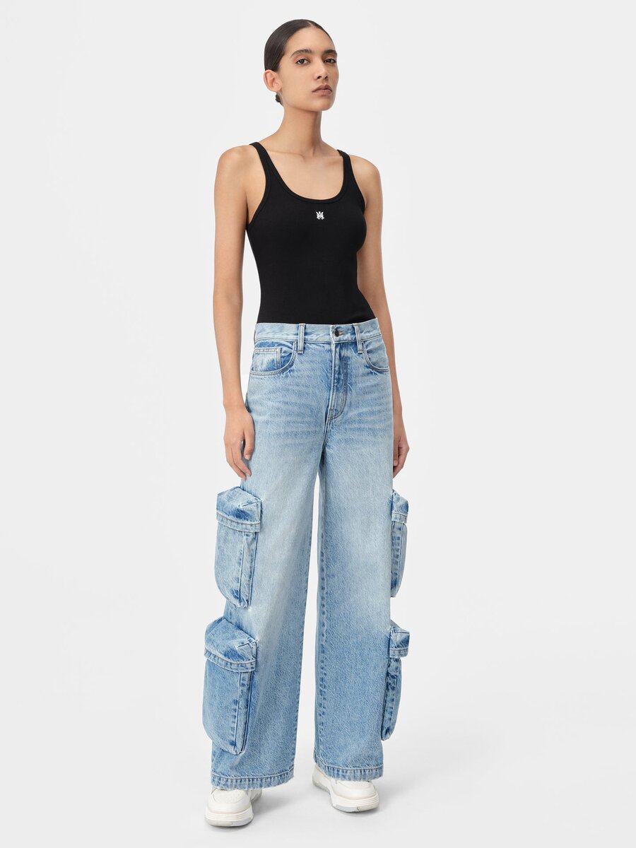 WOMEN'S MA EMBROIDERED RIBBED TANK