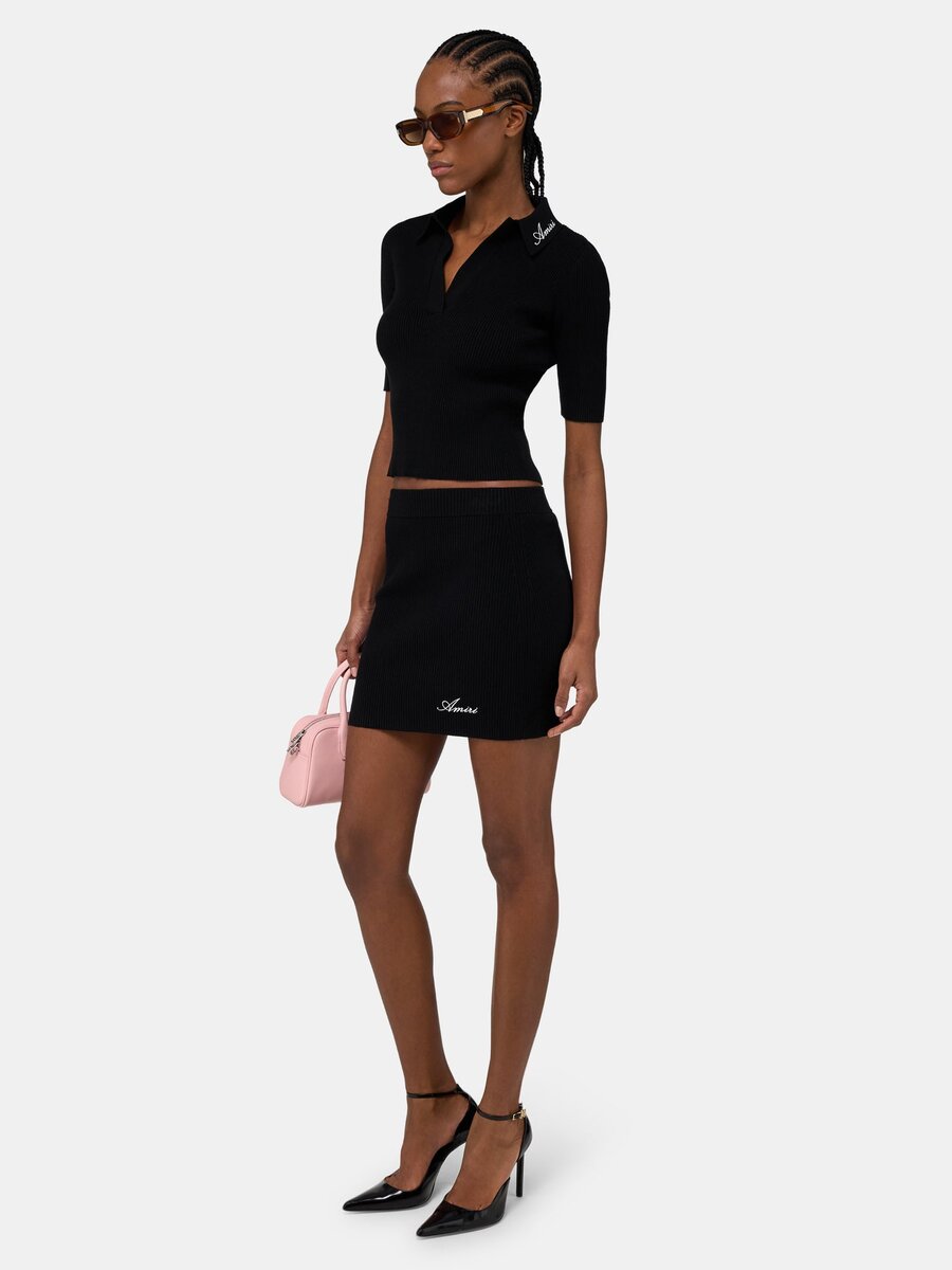 WOMEN'S SCRIPT RIB KNIT SS POLO