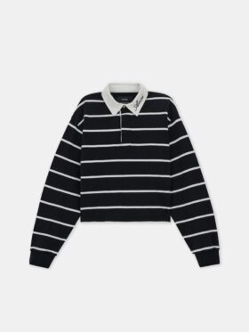 WOMEN'S STRIPED LONG SLEEVE POLO