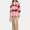 WOMEN'S STRIPED OVERSIZED LONG SLEEVE POLO