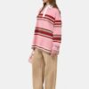 WOMEN'S STRIPED OVERSIZED LONG SLEEVE POLO